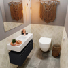 MONDIAZ ANDOR Toiletmeubel - 80x30x30cm - 1 kraangat - 1 lades - urban mat - wasbak midden - Solid surface - Wit SW473929