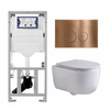 QeramiQ Dely Swirl Toiletset - 36.3x51.7cm - Geberit UP320 inbouwreservoir - met Burda frame - slim zitting - koperen bedieningsplaat - ronde knoppen - glans wit SW1126092