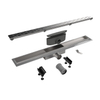 Easy Drain Compact 50 caniveau de douche inox avec plaque simple inox, flasque inox standard, siphon 50mm, 80cm, profondeur d'encastrement 83mm avec sortie latérale. 2302801