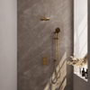 Brauer Gold Carving Ensemble de douche pluie encastré - douche principale 20cm - bouton Carving - douchette ronde 3 positions - glissière - PVD - or brossé - SW715700