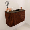 Mondiaz JOYA 61.6cm meuble de toilette - arrondi gauche couleur Ruby - Vasque FAYE position Droite 1 trou de robinet couleur Urban SW1421869