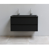 Basic Bella Meuble avec lavabo acrylique noir avec 2 trous de robinet 100x55x46cm Flat Pack Noir mat SW538672