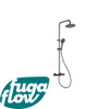 FugaFlow Efficiente Sobrado ensemble de douche à effet pluie avec thermostat douche de tête 20cm douchette à main 3 positions noir SW1123756