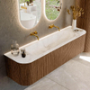 MONDIAZ KURVE-DLUX 170cm Meuble salle de bain avec module 25 G et D - couleur Walnut - 1 tiroir - 2 portes - vasque BIG LARGE centre - sans trou de robinet - couleur Frappe SW1137468