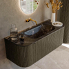 Mondiaz KURVE-DLUX Ensemble de meuble de salle de bains - 120x46x40cm - 1 tiroir - 2 portes - lavabo solid surface - central - sans trou de robinet - Shadow SW1414629