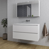 Saniclass Chaci Meuble de salle de bain - 100x46x55cm - lavabo en céramique blanc - 1 vasque - sans trous de robinet - 2 tiroirs - armoire miroir - blanc mat SW856550