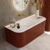 Mondiaz KURVE-DLUX Ensemble meuble de salle de bains - 110x46x40cm - 1 tiroir - 2 portes - vasque solid surface - centrale - sans trou de robinet - Ruby SW1415721