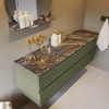 Mondiaz VICA-DLUX ensemble de meuble de salle de bain - 150cm - meuble sous-vasque armée - 4 tiroirs - lavabo encastré nuage gauche - sans trous de robinet - version haute de 60cm - lave SW1086775