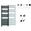Sanicare radiateur électrique design 172 x 60 cm 1127 watts thermostat chrome en bas à gauche gris argenté SW890922
