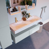 Mondiaz ALAN-DLUX Ensemble de meuble - 130cm - meuble Clay mat - 2 tiroirs - Lavabo Cloud Ostra suspendu - vasque Gauche et droite - 2 trous de robinet SW807707