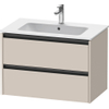 Duravit Ketho.2 Wastafelonderbouwkast - met 2 laden - 81x48x55cm - met grepen antraciet - taupe mat SW772830