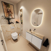 MONDIAZ TURE-DLUX Meuble toilette - 80cm - Linen - EDEN - vasque Frappe - position centrale - sans trou de robinet SW1102824
