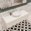 MONDIAZ LUSH Ensemble de meuble salle de bain - 120cm - 1 tiroir - lavabo BARCO - vasque centrale - 1 trou de robinet - sous-couche SW409729