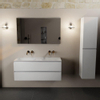 Mondiaz AIVY Ensemble de meuble - 120x45x50cm - 0 trous de robinet - 2 vasques Talc Solid surface - Gauche et droite - 2 tiroirs - avec miroir - MDF Talc SW892427