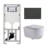 QeramiQ Dely Swirl Toiletset - 36.3x51.7cm - Geberit UP320 inbouwreservoir - met Burda frame - slimzitting - bedieningsplaat antraciet mat - rechthoekige knoppen - wit mat SW1164258