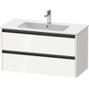 Duravit Ketho.2 Wastafelonderbouwkast - met 2 laden - 101x48x55cm - met grepen antraciet - hoogglans wit SW772326