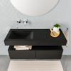 MONDIAZ ALAN 120cm - meuble bas - 2 tiroirs - lavabo suspendu - vasque à gauche - 0 trous de robinetterie - urban SW408685