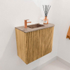 Mondiaz JOYA-DLUX 51.6cm toiletmeubel - ronding rechts kleur Oak - Wastafel FAYE positie Links 1 kraangat kleur Arena. SW1423859
