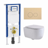 QeramiQ Dely Swirl Toiletset - 36.3x51.7cm - Geberit UP720 Duofix Sigma inbouwreservoir - 35mm zitting - bedieningsplaat beige - ronde knoppen - glans wit SW1412310