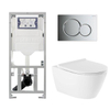 QeramiQ Salina Pack WC - sans bride - à fond creux - abattant à fermeture douce - abattant à déclipsage rapide - plaque de déclenchement Geberit Sigma01 brillant chromé - blanc SW98656