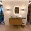 Mondiaz CIRO-DLUX Badkamermeubelset - 110x45x50cm - Solid surface wastafel Lava - 1 wasbak Rechts - 1 kraangat - 2 lades - Oak SW1531104