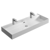 H&R Badmeubelen Kube Wastafel - 121x46x12cm - 1 wasbak - 2 kraangaten - keramiek wit SW707763
