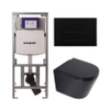 QeramiQ Dely Pack WC - 36,3x51,7cm - à fond creux - sans bride - réservoir encastré Geberit UP320 - abattant WC softclose 35 mm - plaque de commande en métal noir mat - boutons rectangulaires - noir mat SW1235429