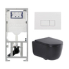 QeramiQ Dely Swirl Toiletset - 36.3x51.7cm - Geberit UP320 inbouwreservoir - met Burda frame - 35mm zitting - glans witte bedieningsplaat - rechthoekige knoppen - mat zwart SW1138619