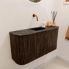 Mondiaz JOYA-DLUX 83.2cm toiletmeubel - ronding links en rechts kleur Walnut - Wastafel FAYE positie Midden Zonder kraangat kleur Lava. SW1422490