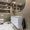 MONDIAZ TURE Toiletmeubel 120x23x50cm met 0 kraangaten 2 deuren cale mat Wastafel Eden midden Solid Surface Wit SW475115