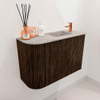 Mondiaz JOYA-DLUX 61.6cm toiletmeubel - ronding links kleur Walnut - Wastafel FAYE positie Rechts 1 kraangat kleur Glace. SW1422371
