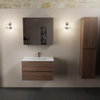 Mondiaz AIVY Ensemble de meuble - 80x45x50cm - 1 trou de robinet - 1 vasque Urban Solid surface - Centre - 2 tiroirs - avec armoire de toilette - Melamine Mocha SW892159