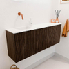 Mondiaz JOYA 111.6cm toiletmeubel - ronding rechts kleur Walnut - Wastafel FAYE positie Links Zonder kraangat kleur Talc. SW1421297