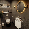 Mondiaz Fowy Meuble de toilette - 40x50x23cm - talc mat - 0 trous de robinet - lavabo centré - 1 porte - solid surface - plan MDF - lavabo : blanc SW760815