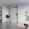 Fortifura Galeria Vrijstaande Inloopdouche - 90x200cm - helder - antikalk - 8mm veiligheidsglas - 2 zijwanden - 30cm - wandsteunen en hoekprofielen - mat zwart SW996307