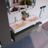 Mondiaz ALAN-DLUX Ensemble de meuble - 130cm - meuble Dark grey mat - 1 tiroir - Lavabo Cloud Glace suspendu - vasque Gauche et droite - 2 trous de robinet SW805469
