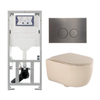 QeramiQ Dely Swirl Ensemble WC- 36.3x51.7cm - Réservoir encastré Geberit UP320 - Abattant fin - Plaque de commande en gunmetal- Boutons ronds - Beige SW1130218