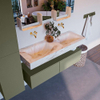 Mondiaz ALAN-DLUX Ensemble de meuble - 130cm - meuble Army mat - 2 tiroirs - Lavabo Cloud Frappe suspendu - vasque Gauche et droite - 0 trous de robinet SW805624