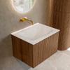 MONDIAZ KURVE-DLUX 60cm Meuble salle de bain - couleur Walnut - 1 tiroir - vasque CLOUD centre - sans trou de robinet - couleur Ostra SW1137791