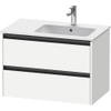 Duravit Ketho.2 Wastafelonderbouwkast - met 2 laden - voor waskom rechts - 81x48x54.9cm - met grepen antraciet - wit mat SW772020