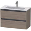 Duravit Ketho.2 Wastafelonderbouwkast - met 2 laden - 81x39x54.9cm - met grepen antraciet - eiken terra mat SW772042