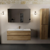 Mondiaz AIVY Ensemble de meuble - 120x45x50cm - 1 trou de robinet - 1 vasque Talc Solid surface - Centre - 2 tiroirs - avec armoire de toilette - Melamine Chai SW892391