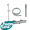 FugaFlow Eccelente Sobrado Ensemble de douche barre curseur avec douchette stick, flexible lisse et robinet de douche Inox brossé PVD SW1124035