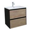 Adema Industrial Badmeubelset 60x45.5x58cm met overloop hout/zwart SW333554 Adema Industrial Badmeubelset 60x45.5x58cm met overloop hout/zwart SW333554