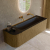 Mondiaz KURVE Ensemble de meuble de salle de bains - 145x46x40cm - 1 tiroir - 1 porte - vasque solid surface - droite - sans trou de robinet - Dusk SW1415127