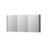 INK SPK2 Spiegelkast - 160x14x74cm - 3 deuren - dubbelzijdige Spiegel - schakelaar en stopcontact - MDF lak taupe mat SW440140
