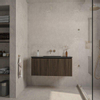 Saniclass Holz Base Meuble de salle de bain - 100cm - 1 vasque en céramique noir - sans trou de robinet - 1 tiroir - chêne foncé SW1025681