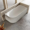 FugaFlow Eccelente Anta baignoire semi-îlot d'angle - nervuré - droite - 170x80x58cm - avec vidage - acrylique - blanc mat SW1123240