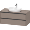 Duravit ketho 2 meuble de lavabo avec plaque de console avec 2 tiroirs 120x55x56.8cm avec poignées anthracite basalte mate SW771984