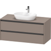Duravit Ketho.2 Wastafelonderbouwkast - inclusief consoleplaat - met 2 laden - 120x55x56.8cm - met handgrepen antraciet - basalt mat SW771984